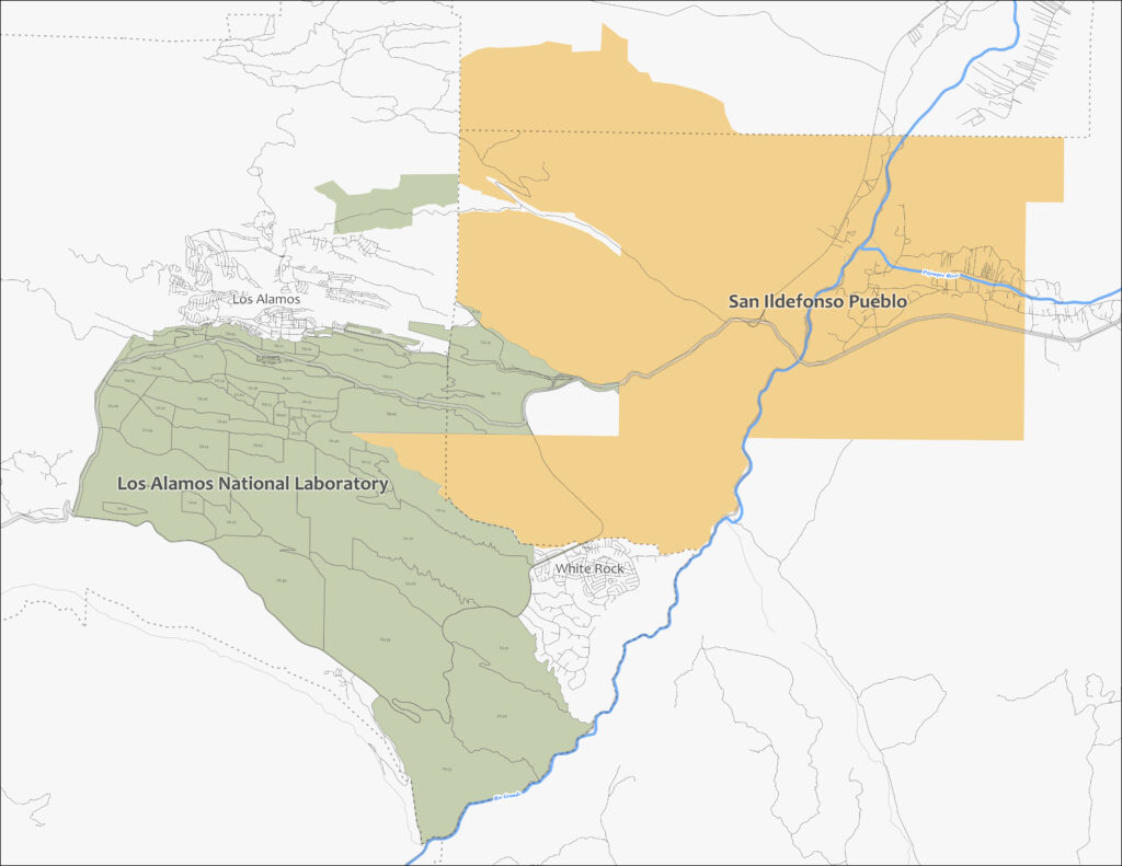 San Ildefonso Pueblo and Los Alamos National Lab Boundaries.